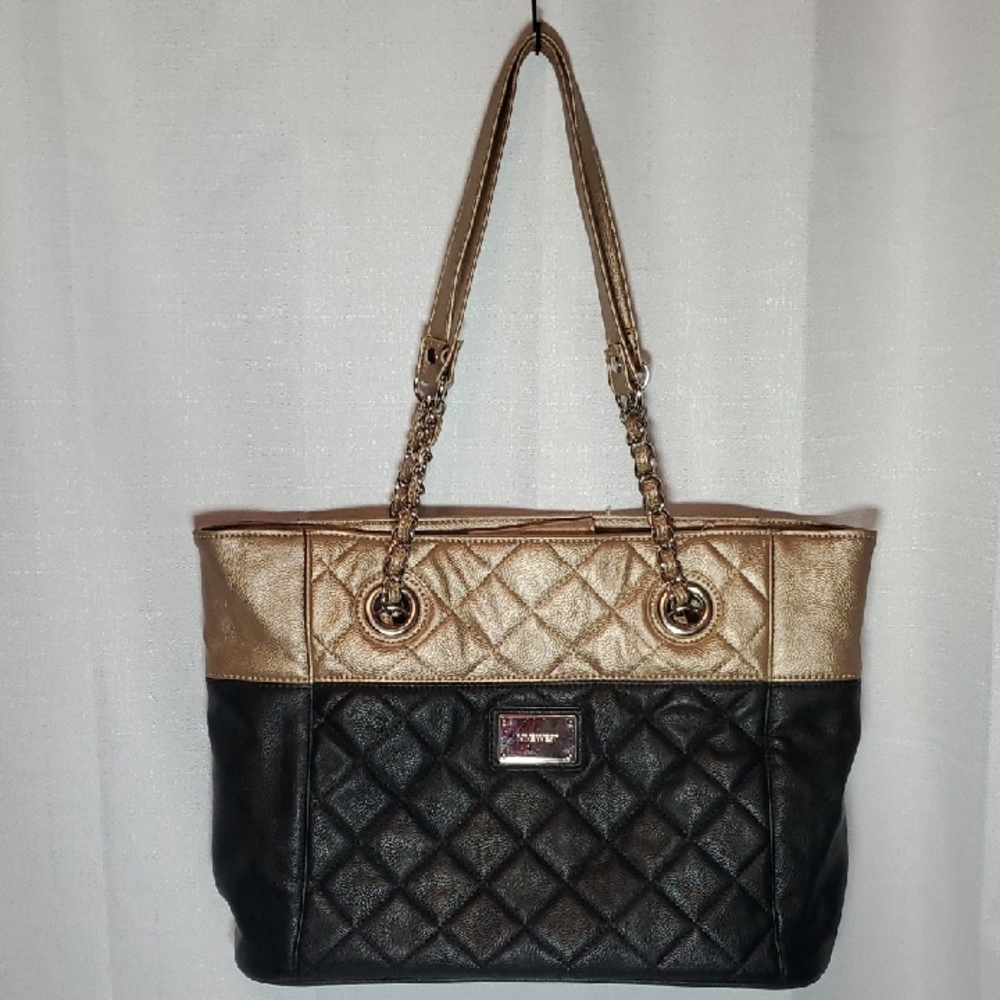 Nine West Black and Gold Quilted Tote